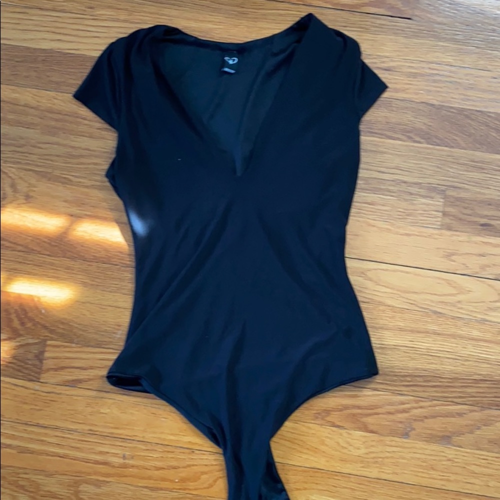 Black V Neck Bodysuit
